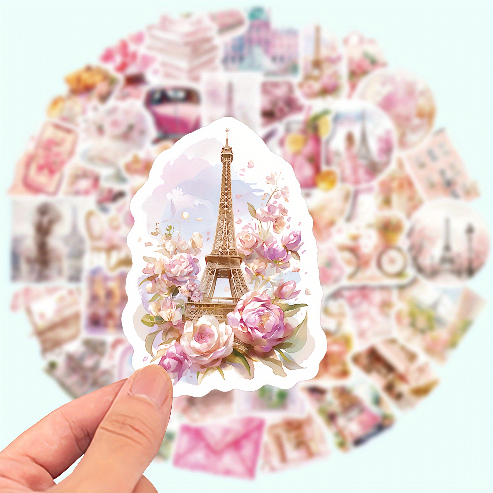 

Parisian Romance Vinyl Sticker Set (50 Pcs) - Themed Decal Pack For Laptops, Water Bottles, Luggage, Helmets – Ideal For Scrapbooking, Diy Crafts, Christmas & Reward Gifts, No Electricity Needed