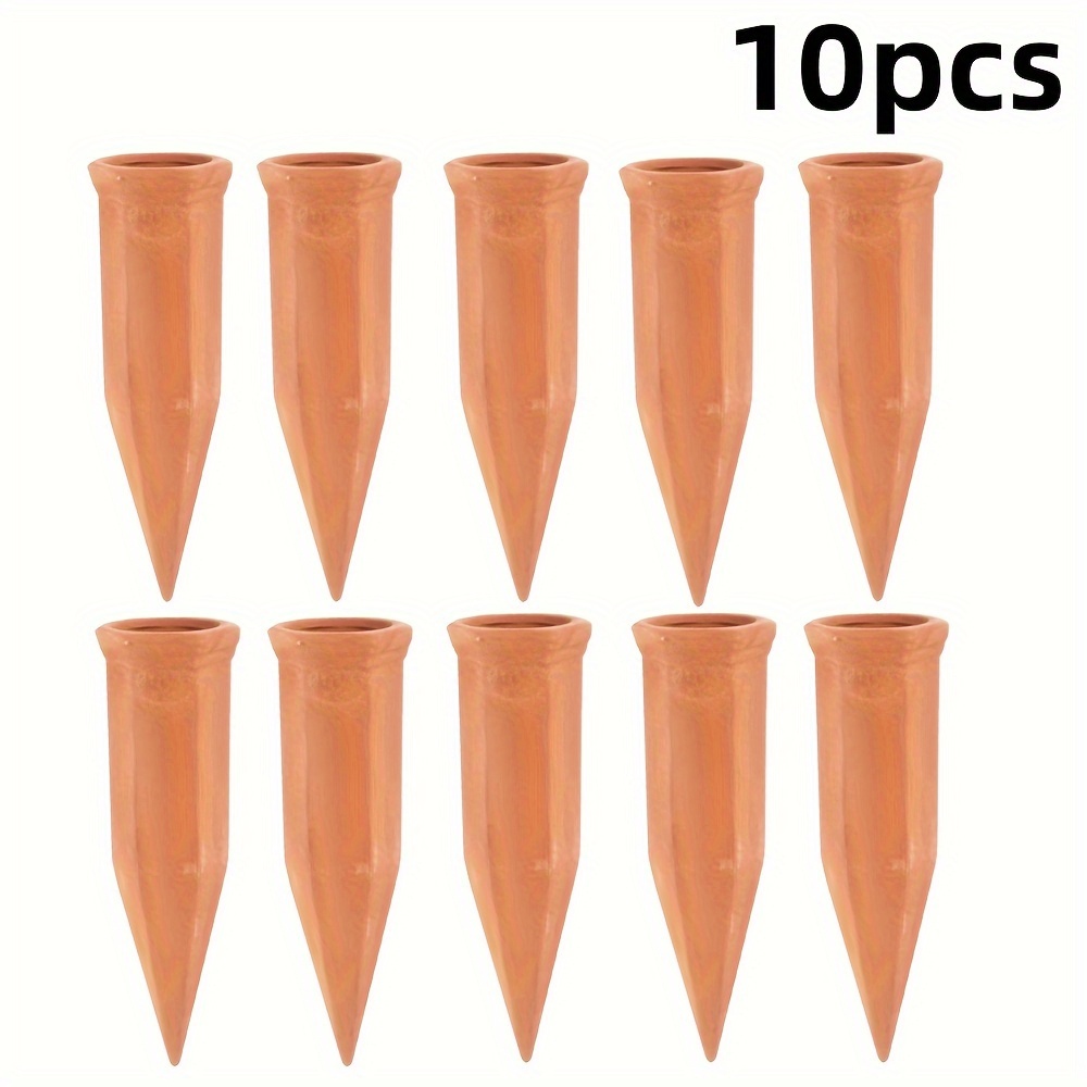 10pcs Automatic Clay Watering Stakes Pointed Plant Watering Devices Indoor/outdoor Plants Effortlessly Suitable For Vacation Watering Tools Automatic Irrigation System