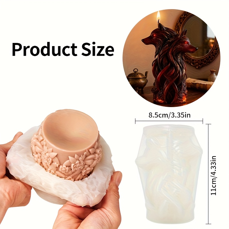 Image of Wild Twin Wolf Head Standing Candle Mold, Replicating Wolf Head Fur Texture And Facial Features, Easy Demolding Silicone Mold, Suitable For Scented Candles, Resin Crafts, And Gypsum Ornaments