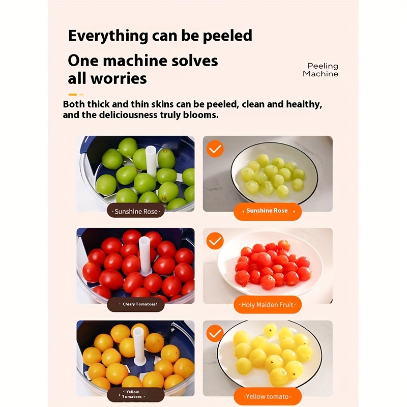 automatic fruit vegetable peeler with   touch operation abs durable peeler for grapes tomatoes garlic potatoes carrots compact peeler for home kitchens commercial use like low voltage kitchen Product details 8