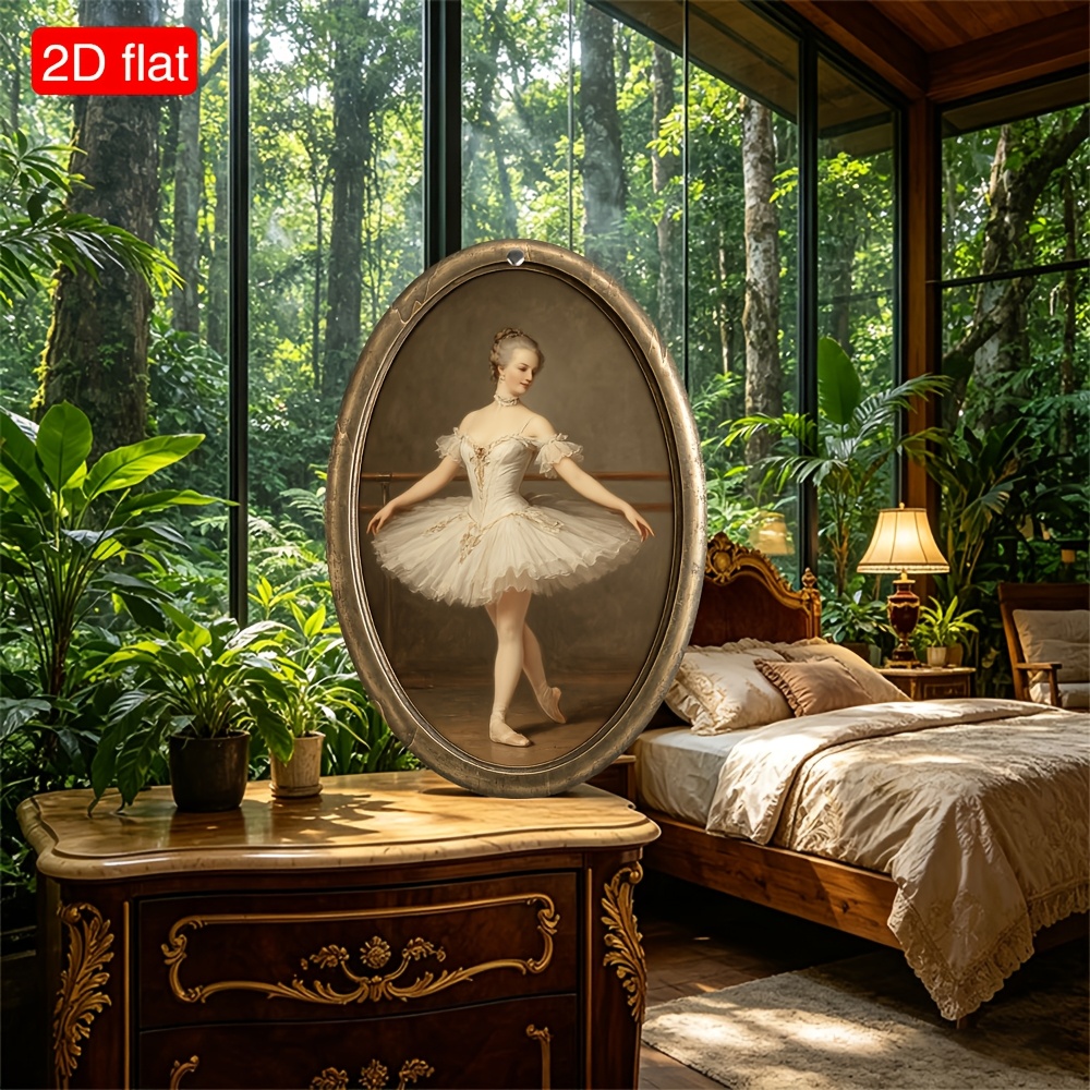 TEMU 2d Flat, 1 Ballerina Standing White Dress Pretty To Barre, Fireplace Mantel Entrance, Wall Decoration Sign, Entrance, Bedroom Living Room Art