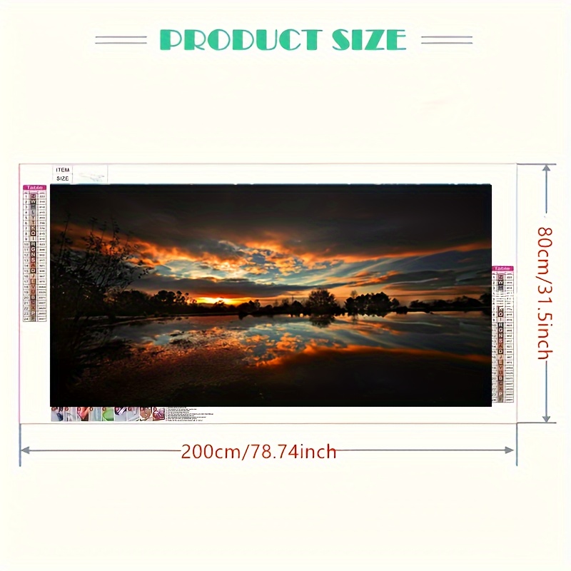 

1pc 5d Sunset Landscape Pattern Diy Diamond Art Painting Set, Oversized Size Diamond Art, Diy Painting Diamond Crafts, Home Wall Decor Gift, 80x200cm/31.5x79.7inch