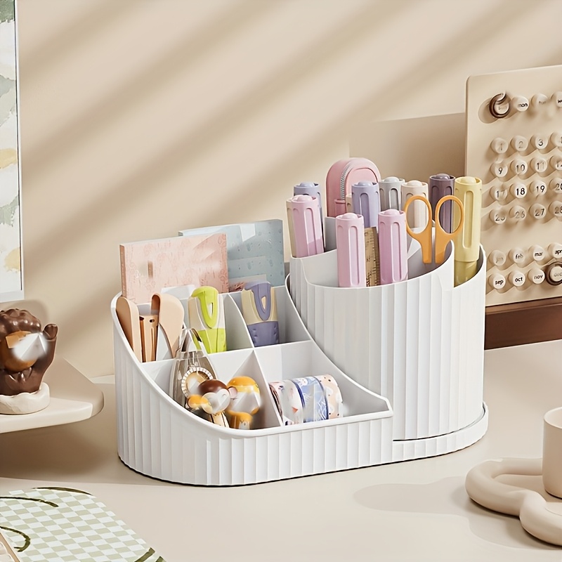 360° rotating makeup organizer and desk caddy – durable plastic storage for brushes, lipsticks, skincare products, stationery – space-saving,   design with elegant   Product details 0