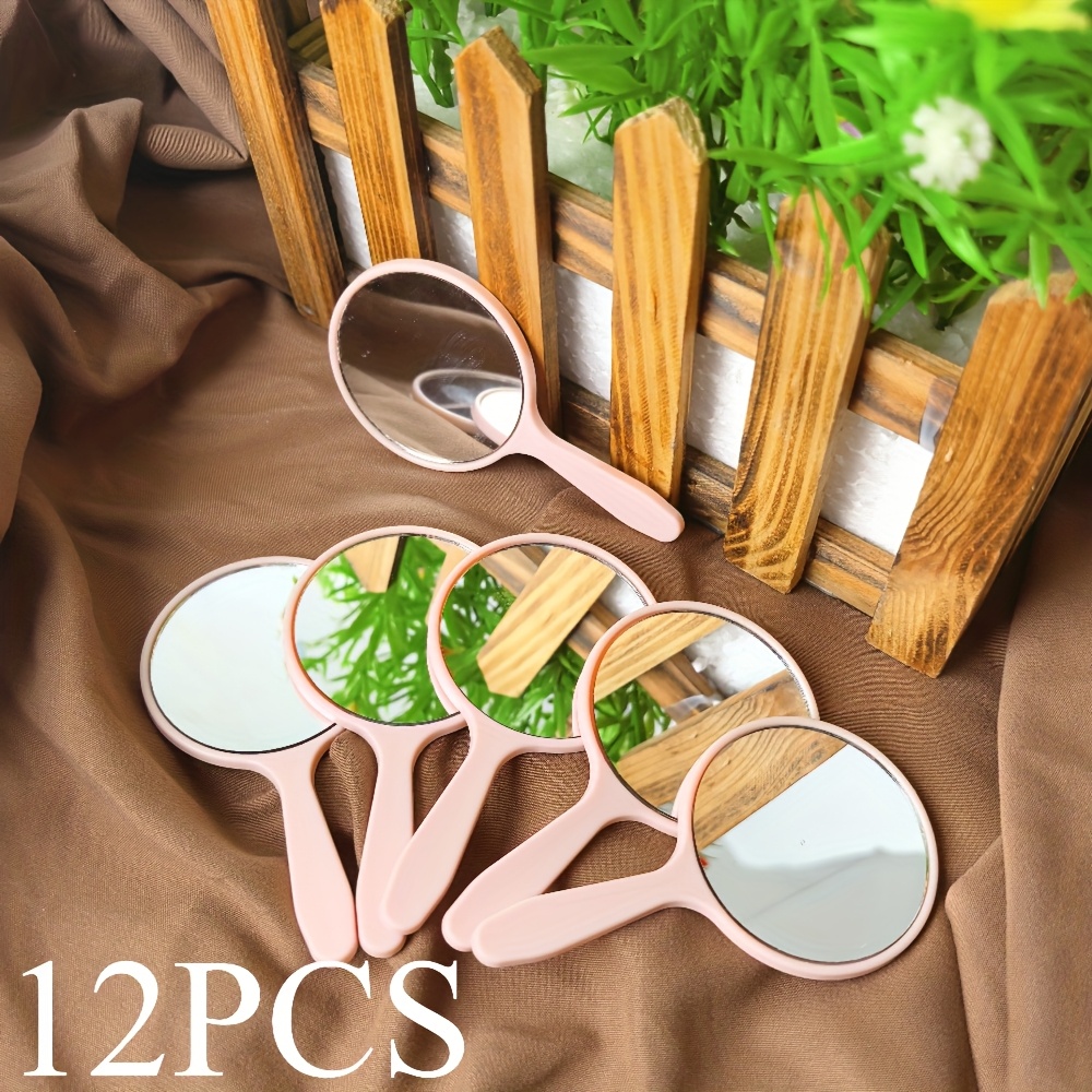 TEMU A Set Of 12 Handheld Mirrors With Handles, Measuring 3. 9 Inches In Length And 2. 1 Inches In Width. Compact Round Mirrors, For Bulk Purchase,