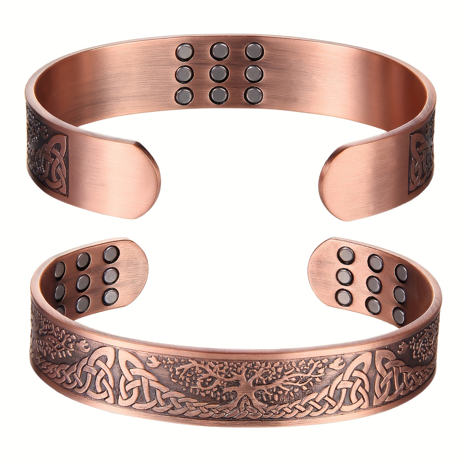 

1pc Men's Pure Copper Magnetic Bracelet - Adjustable Cuff Bangle With 3500 Gauss Magnets