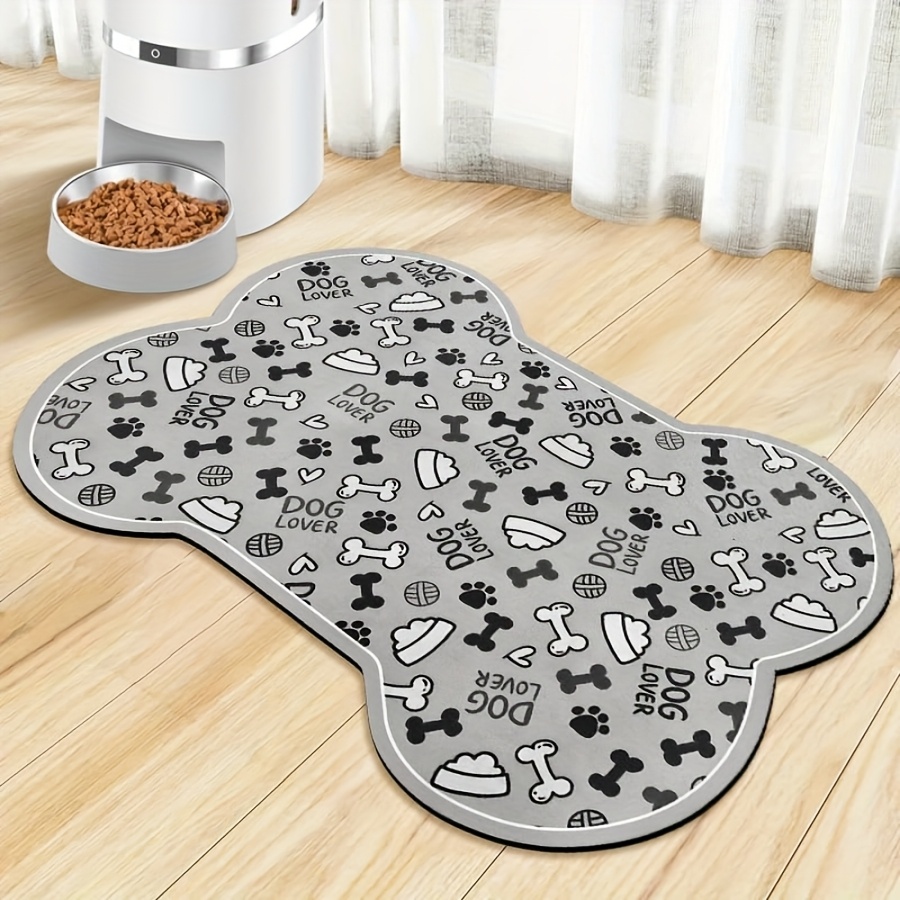 Non-slip Quick-dry Geometric Paw Print Dog Feeding Mat - Durable Polyester Pet Food & Water Bowl Pad For Small To Medium Dogs, Easy- With For Safety & , Dog Feeding Accessories, Dog Owners