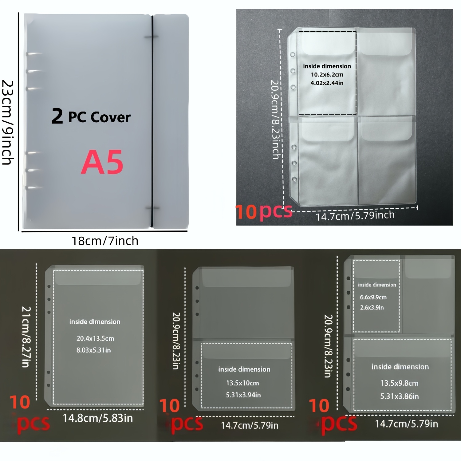 Image of 2 Pack A5 Metal Die Storage Book Binder, Storage Organizer With 40 Sheets Inserts, 4 Pocket Styles For Cutting Dies, Stamps, Stickers, Cardstock, Templates, Craft Supplies And Scrapbooking