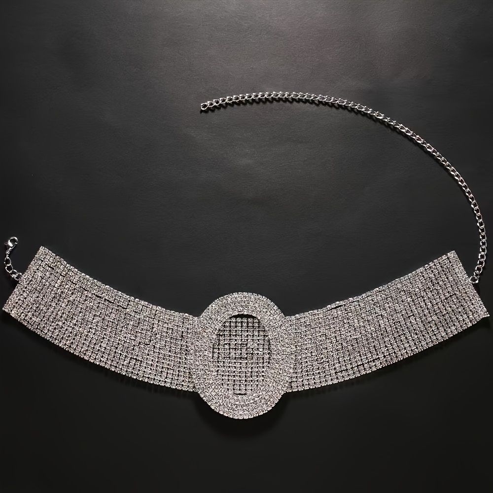 TEMU Collar de Estrás Multifila - Diseño Circular con Detalles Superpuestos, Joyería de Lujo para Mujeres, Cadena Versátil Elegante Todo el Año,