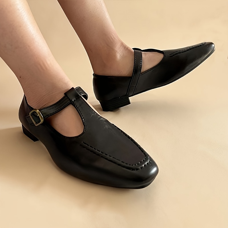 Ladies' Low-Cut Chunky Heel Uniform Dress Shoes with a Flat Toe, Low Heel *  And Autumn Style, Slip-On Soft Sole Fashionable Women'S Shoes., Women Shoes