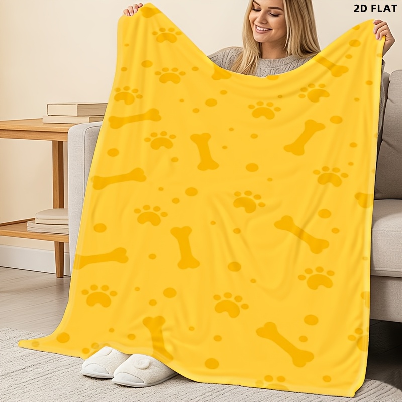 TEMU 1pc Print Throw Blanket Suitable For - Use - Flannel Nap Blanket With , Suitable For Office , Home Sofa Bed Decor, Pet-themed, Multiple Sizes