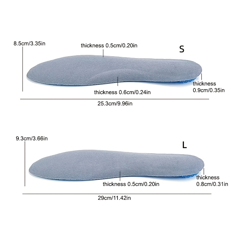 TEMU 2pcs Set Of Soft Silicone Sneaker Insoles - , Soft To The Touch - Features High-performance Shock Absorption And Arch Support, Cool And