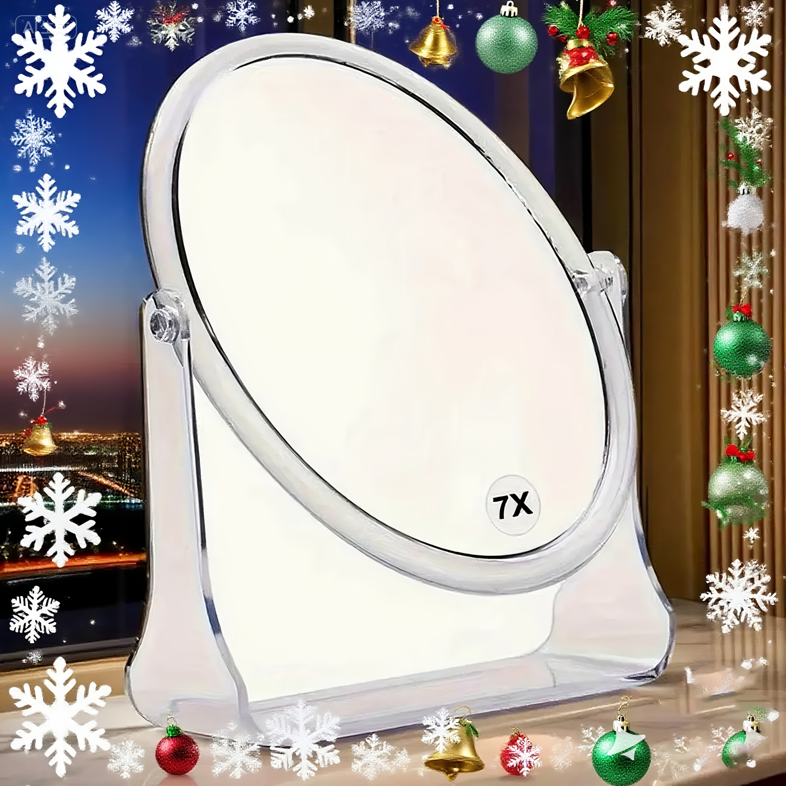 TEMU Cosmetic Mirror Makeup Mirror Double-sided With 1x/7x Magnification, 360° Swivelling Table Mirror, High Definition Make-up Mirror