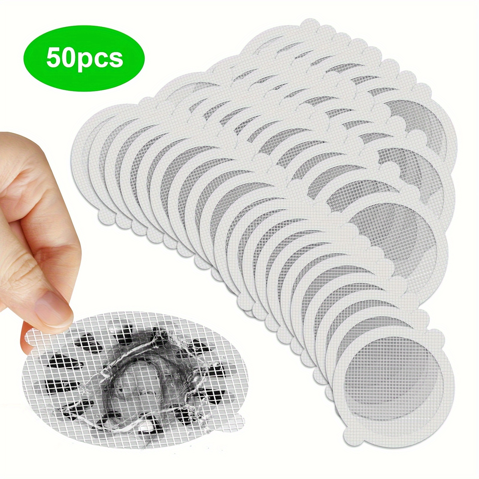 

50/100pcs Disposable Shower Drain Hair , Floor Sink Strainer Filter Mesh Stickers, Shower Hair Stopper, Bathroom Accessories