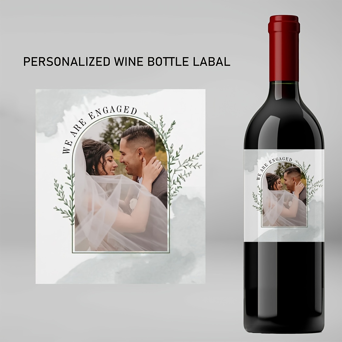 Custom Engagement Celebration Bottle Stickers, 12/24 Pack Personalized Photo Adhesive Labels for Special Occasions, Premium Paper Gift Tags in Mixed Colors - Ideal for Party Favors and Decorations