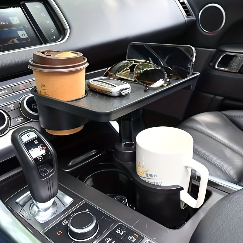 

Car Cup Holder Tray - Fits All Sizes, Dual Slot Design With Storage For Drinks & Snacks, Cup Rack, Center Console