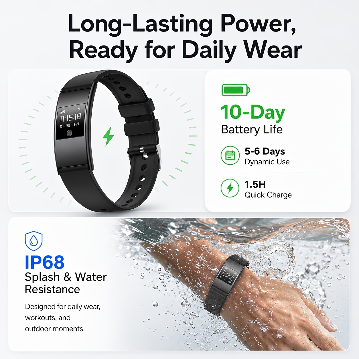Ultra-Thin Smart Bracelet with Long Battery Life