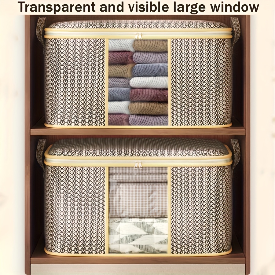 3pcs Set Large Capacity Fabric Storage Baskets with Visible Window
