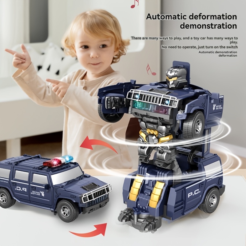 

Electric Police Car Toy - Auto-deforming Robot Vehicle With Universal - Plastic Figure - Ideal Gift For Birthdays, Christmas, Thanksgiving (batteries Not Included)