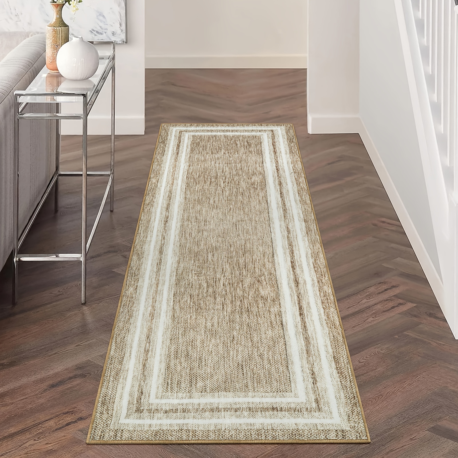 

Geometric Front Door Rug Area Rug, Low Pile Washable Indoor Rugs For Bedroom, Modern Non-slip Kitchen Rug Faux Wool Super Soft Throw Rugs For Entryway, Dining Room