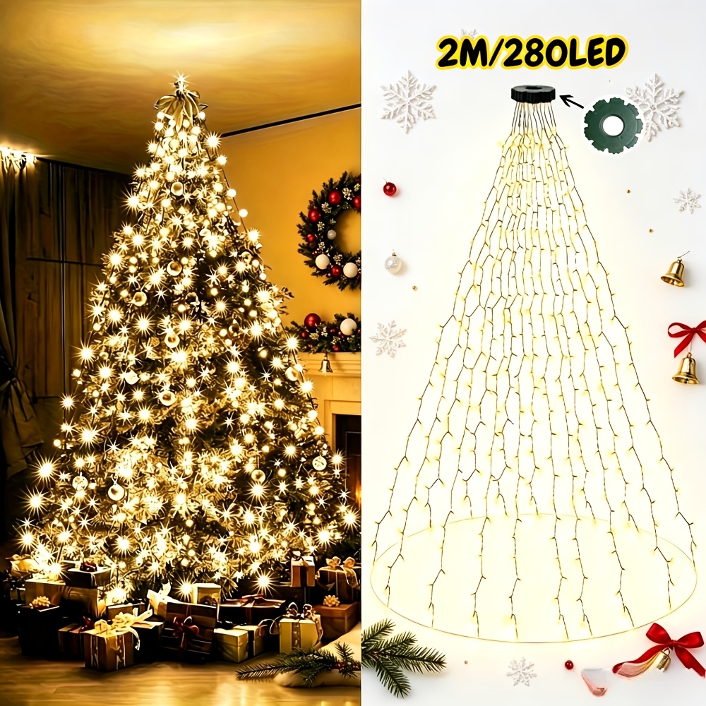 TEMU 200/280/300led Christmas String Lights, Christmas Tree Decoration Outdoor String Lights Indoor String Lights, With 8 , Christmas Decorative