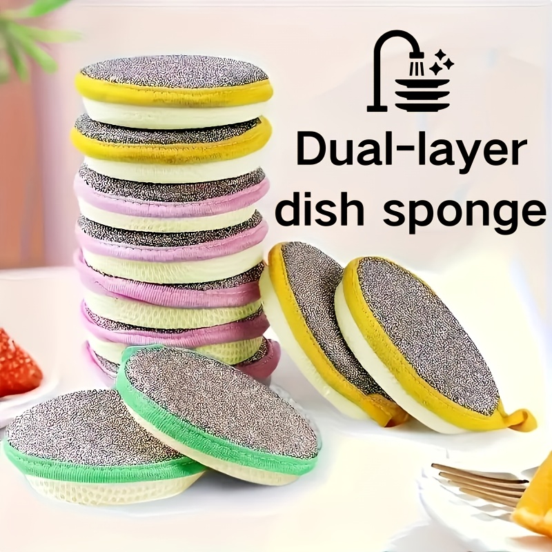 12pcs/5pcs - Kitchen Dishwashing Sponges - Double-Sided, Non-Scratch for Cookware, Suitable for Various Cleaning Tasks, Reusable and Washable Scrubber Brushes - Kitchen Accessories