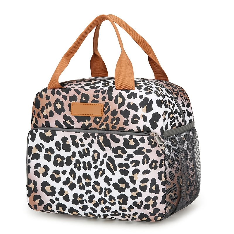 stylish leopard print insulated lunch bag women leak proof - Temu