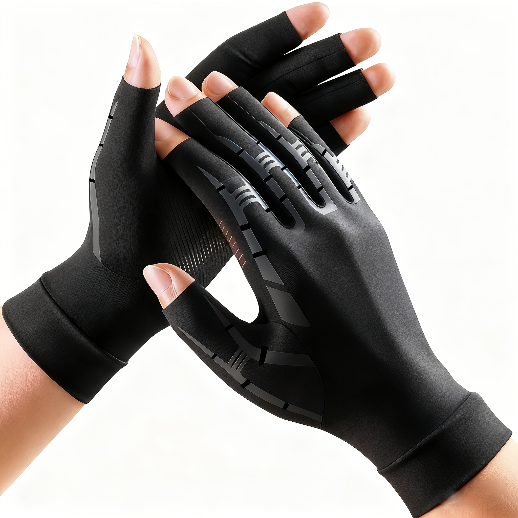 TEMU Gants de compression à demi-doigts pour des articulations, doigts pour , le cyclisme, le vélo, la conduite, l'exercice, l'entraînement et le