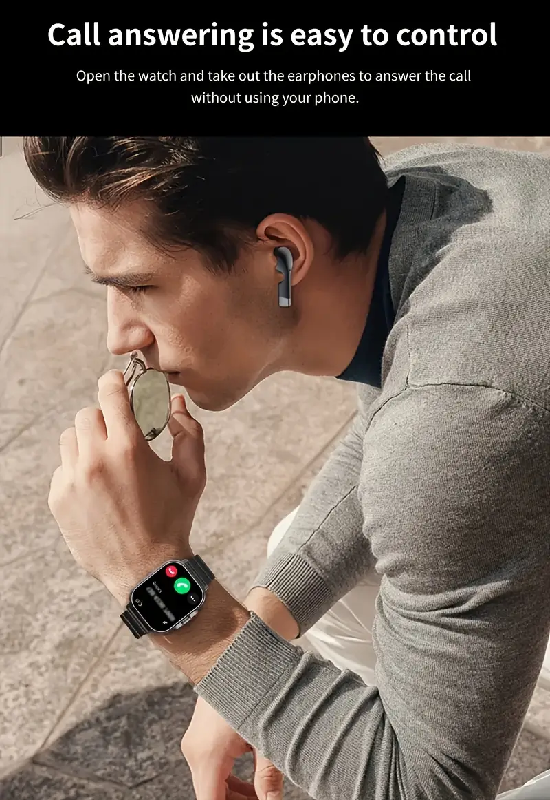 2 in 1 headphone watch leisure digital a of sports high definition display 2 01 inches multi ui interface switch address book wireless dial call Product details 3