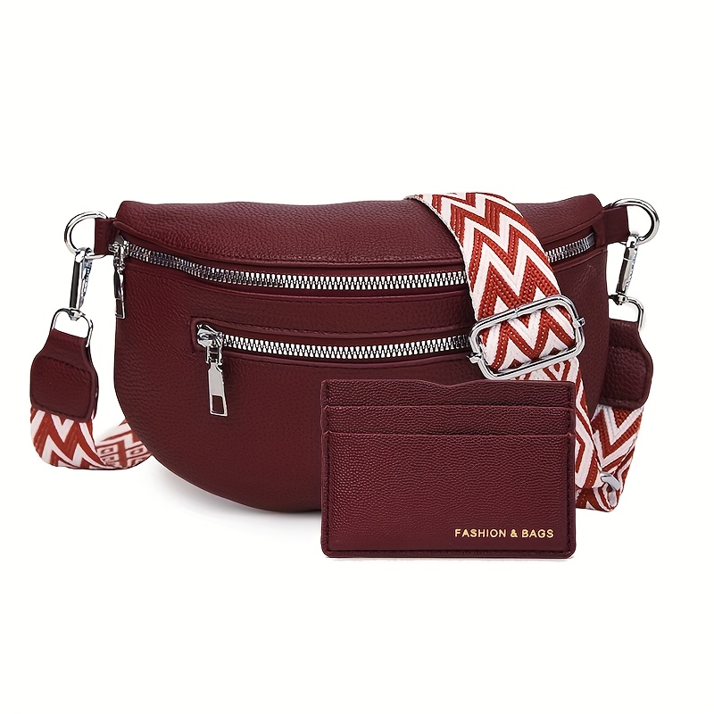 Image of 2pcs Women's Waist Bag Chest Bag Id Card Bank Card Holder Document Versatile Shoulder Bag Special Shoulder Strap Crossbody Bag