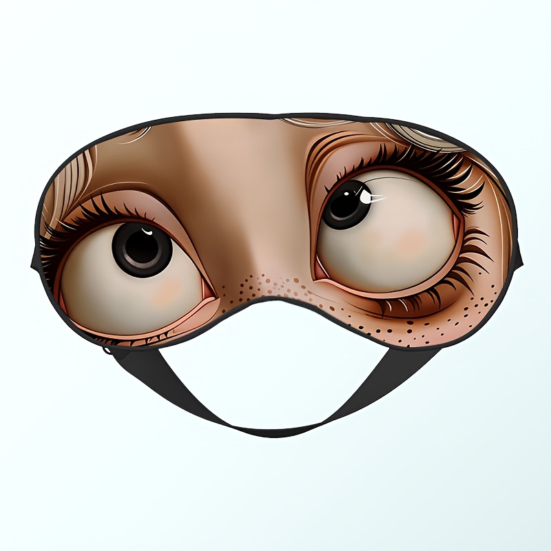 TEMU 1 pièce, Masque pour réglable avec motif imprimé gros plan de gros yeux avec taches de rousseur de dessin , motif tendance, sangle souple