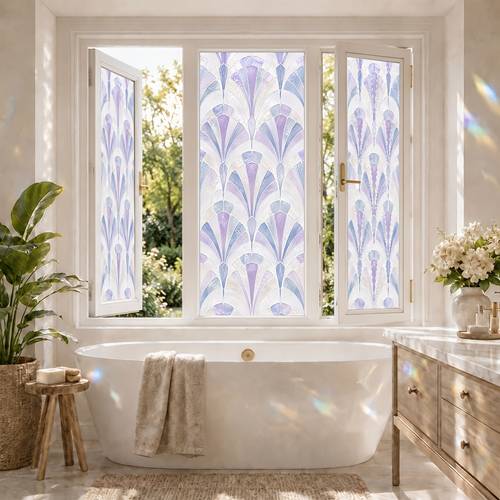 1 rolle blaue mattierte fensterfolie mit mosaikmuster, selbstklebender pet-glasaufkleber mit abziehbarem kleber, 45x100cm/17,7x39,4in für fenster, tür, badezimmer