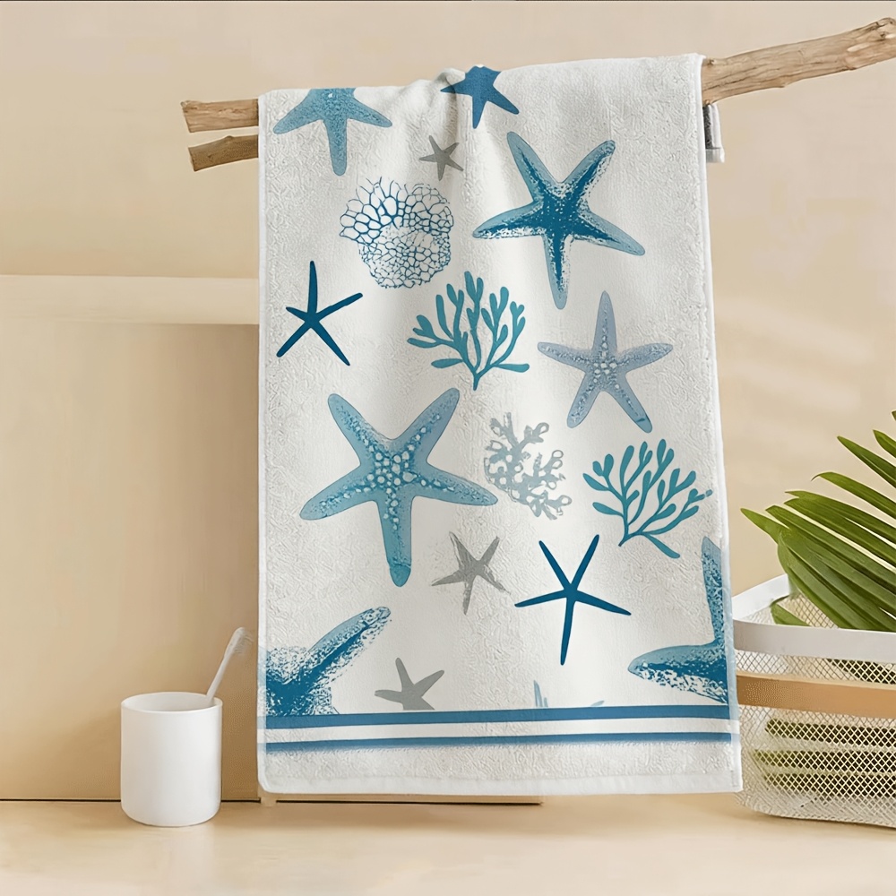 TEMU Serviettes à main à motif d' de mer et de , adaptées pour se laver , se sécher , essuyer la vaisselle, etc. Finement confectionnées, douces et