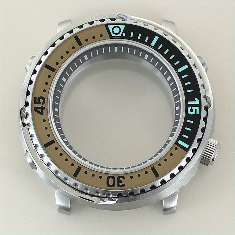 TEMU 43.3mm Men's Watch Case Designed Like A Tuna Can, Made Of 316l Stainless Steel, Compatible With , , , And Nh38 Movements, Featuring A 10atm