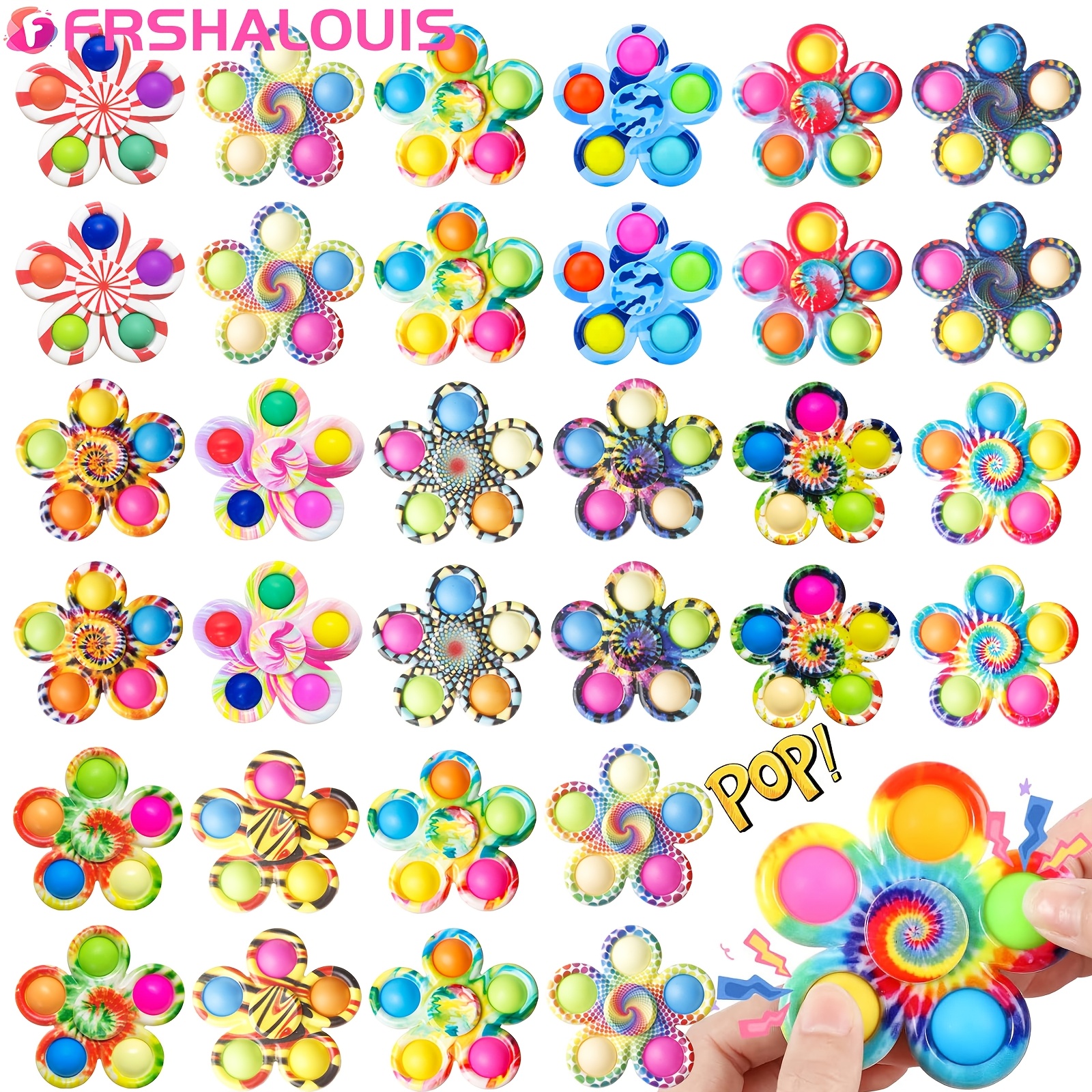 

Frshalouis Sensory Fidget Spinner Toys - 32 Pack Press Sensory Fidget Toys Bulk For Kids Adults, Anxiety Toys Party Favors For , Birthday Christmas Stuffers Classroom Prize