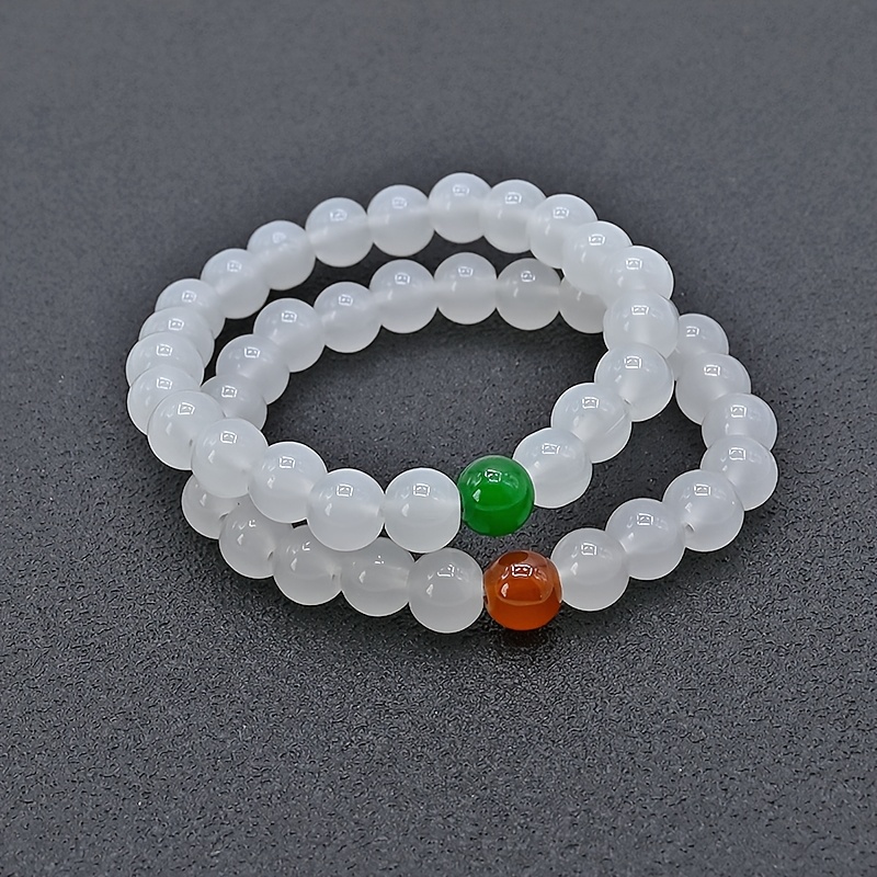 2 Pairs Elegant Women's Transparent Glass Bead Bracelets