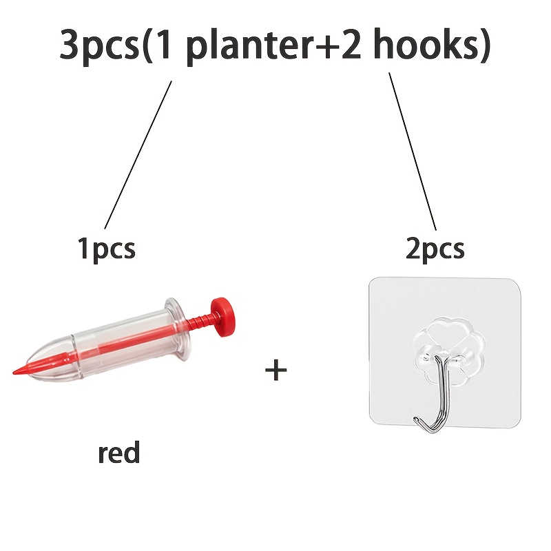 TEMU 3pcs (1pc Planter And 2pcs Hooks) Handheld Planter, Mini Manual Sowing Tool, Essential Gardening Supplies For Garden Planting, Flower Pots, And