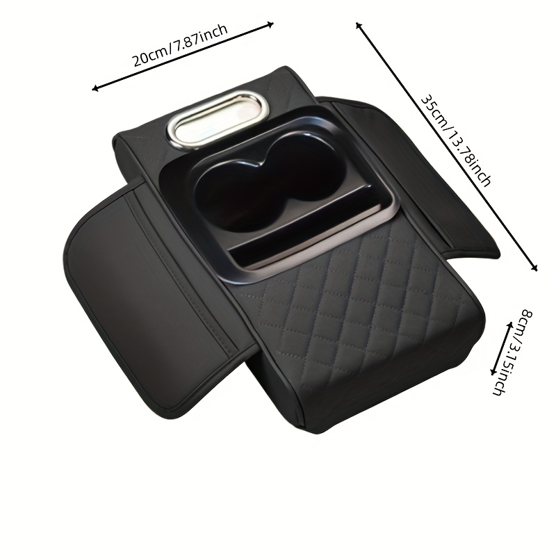 car armrest cushion storage box leather universal fit non textile material use organizer for water cup phone tissues details 1