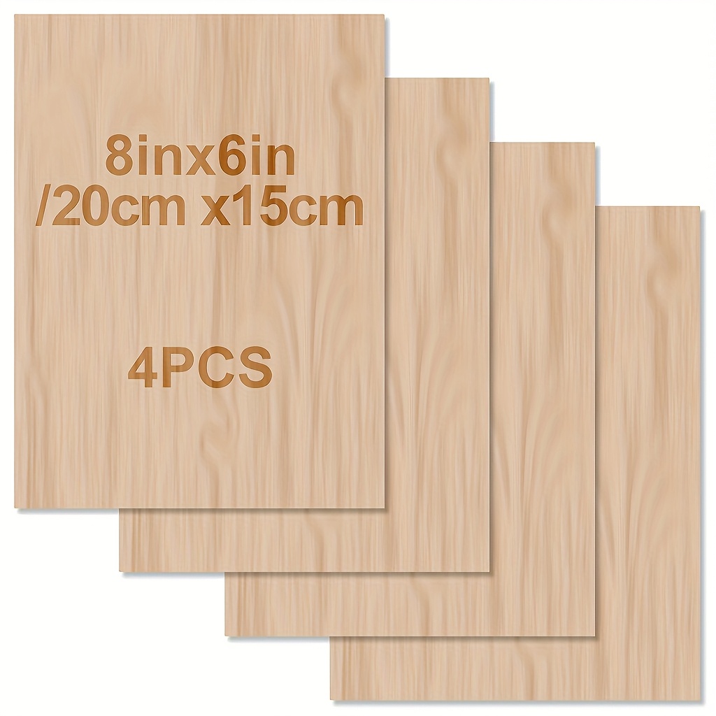 

4pcs/8pcs/16pcs/30pcs Wood, Craft Wood Boards - 8 X 6x 1/12 Inch - 2mm Wood Boards, With Smooth Square Wood Boards, For Laser Cutting, Architectural Models, Staining