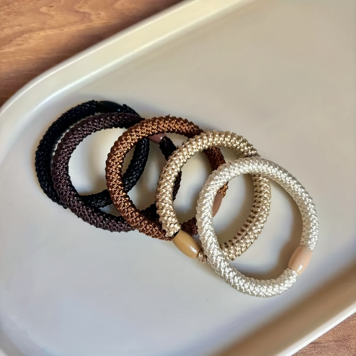 5pcs Of Retro Elegant Sports Hair Tie Set, Durable Elastic Headband Ponytail Hair Rope, Ladies Gift Headwear