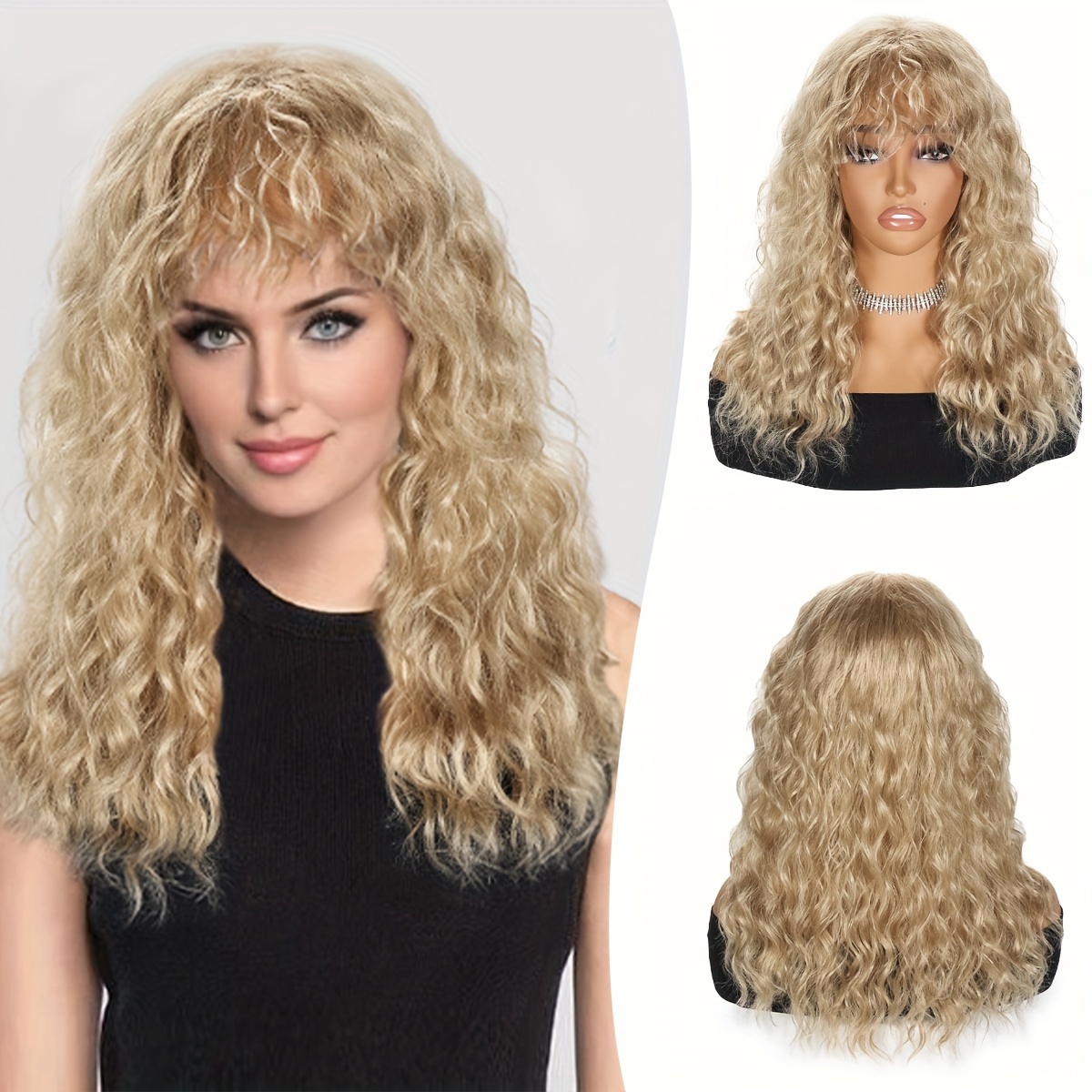 

18- Curly Wig For Women - Net, -density Synthetic , For & Parties