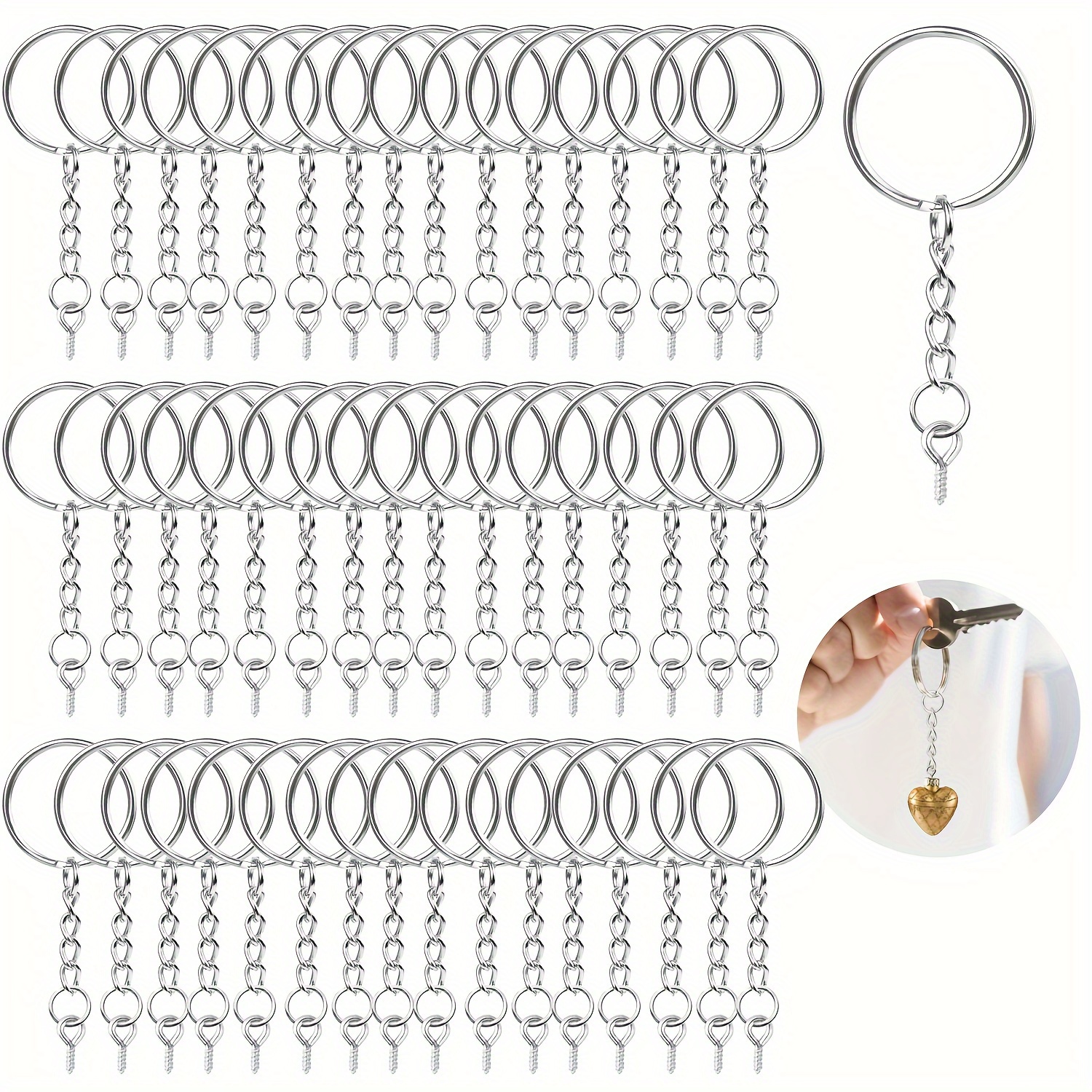 

Keychain Rings For Crafts, 110/60pcs Keychains For Resin Key Rings With Chain, Jump Rings, Pins For Diy Keychain Making