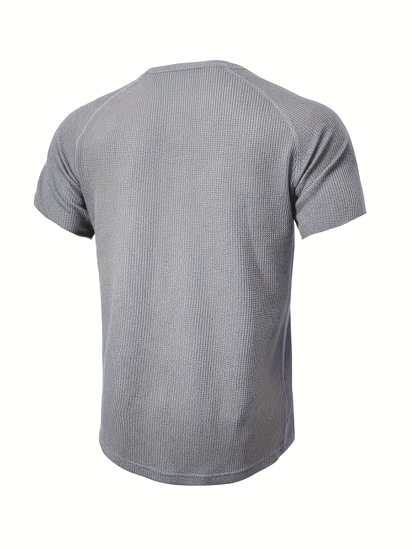 A piece ofPlus-size Men's loose solid color Henry shirt, round neck half-button short-sleeved shirt, suitable for summer outdoor activities, PLUS SIZE