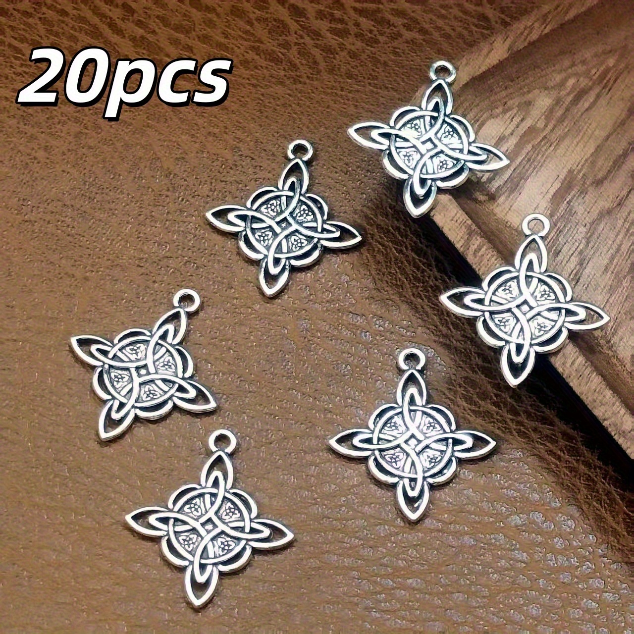 TEMU 20pcs Fashionable Hollow-out Celtic Knot Pendants, Suitable For Diy Making Necklaces, Bracelets, Earrings, And Other Sweet-cool Vintage-style