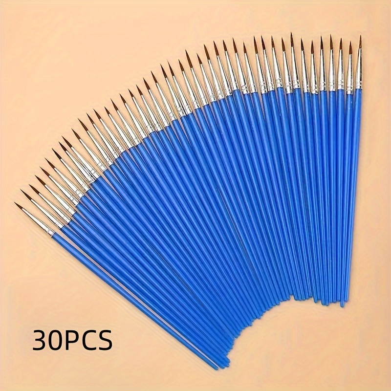 

30pcs Fine Tip Paint Brushes For Detailing - Washable Nylon Art Pens, Precision Hook Line & Dotting Tools With Blue Handles, Ideal For Diy Crafts And Painting Supplies