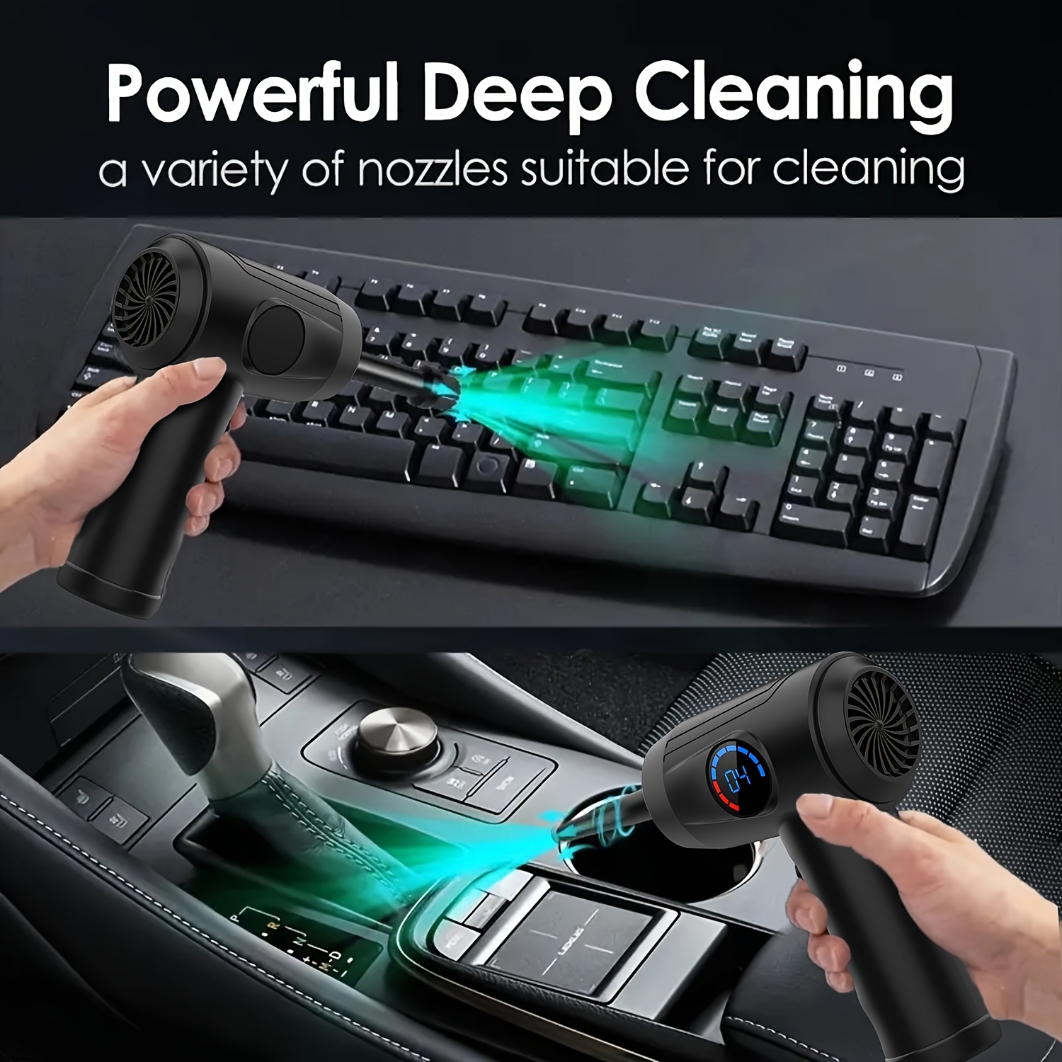 cordless electric air duster with fast charge 51000 rpm lcd display led light portable keyboard and computer cleaner replaces compressed air cans details 0