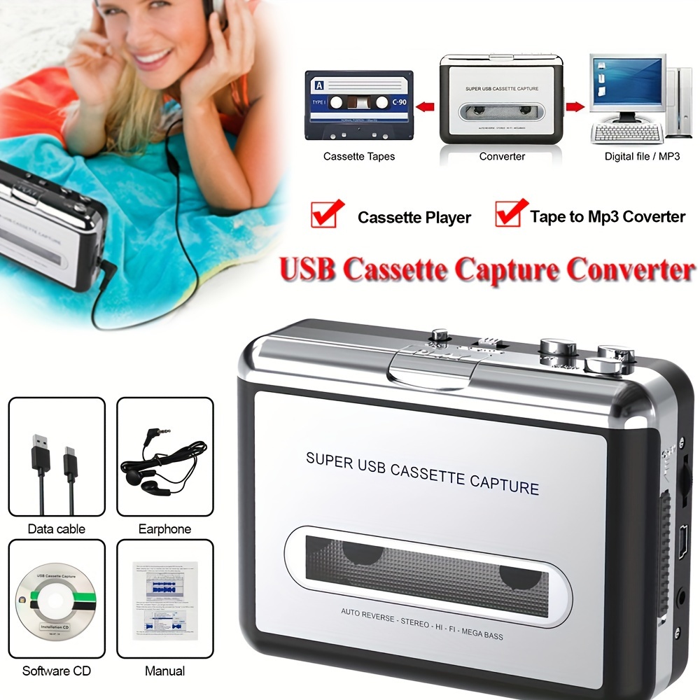 

Cassette Player - Portable Converter Recorder Convert Tapes To Digital Mp3