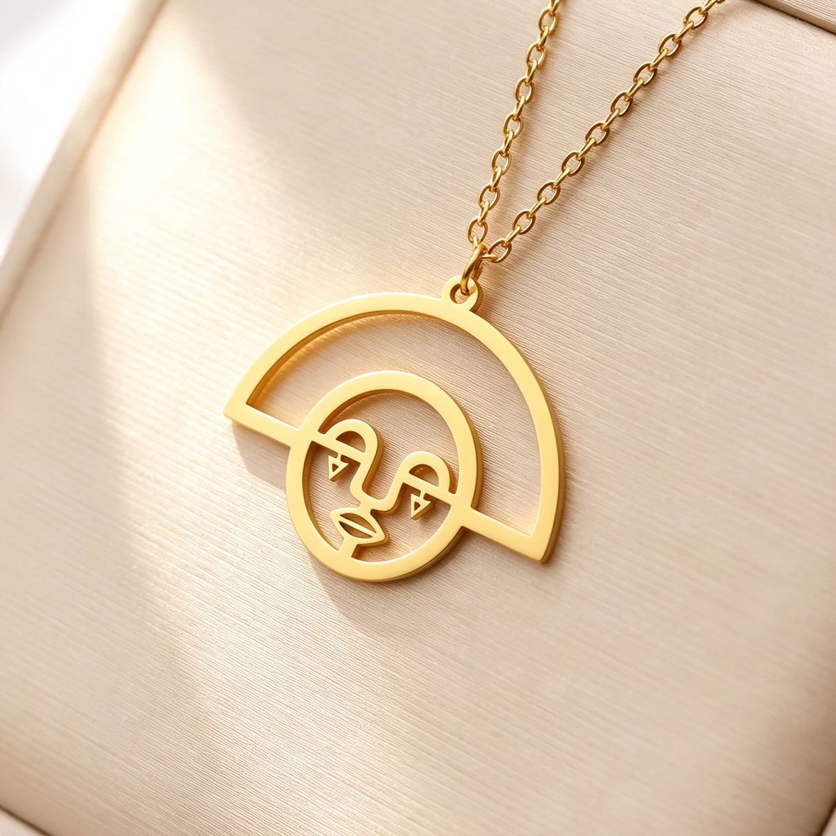 Abstract Face Symbol Pendant Necklace, Protection Amulet