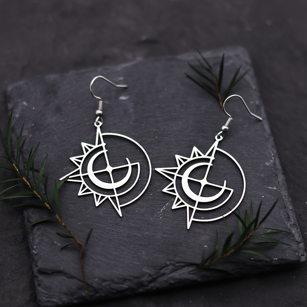 TEMU Gothic Celestial Charms - Pendant Earrings, Stainless Steel Jewelry Findings For Diy Crafts, Gothic Jewelry Making - Durable Tassel Ends For