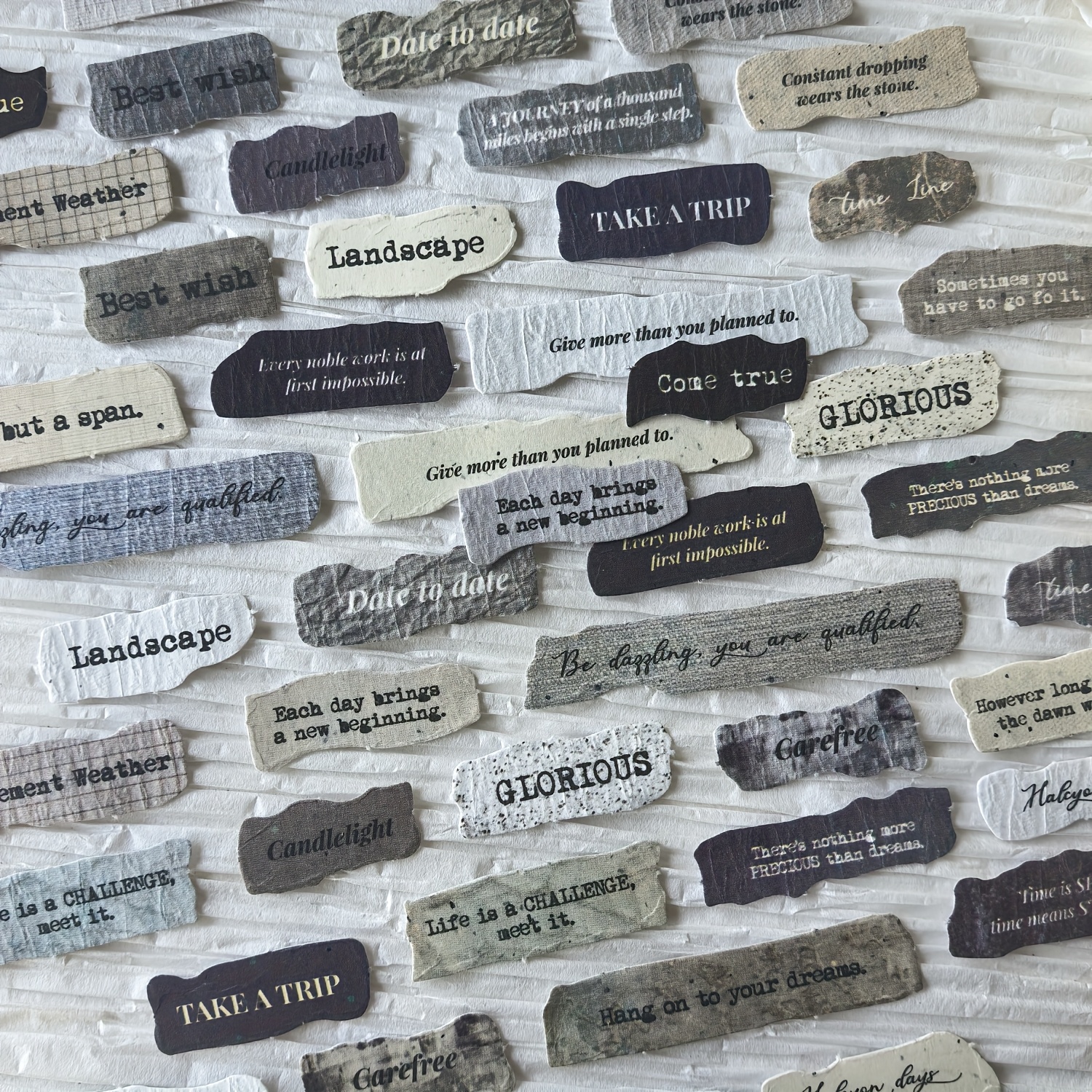 E-shop 1 Packung mit 50 englischen Sätze Textur Kleine Papier Notiz Handkonto Material Dekorationsaufkleber Pack