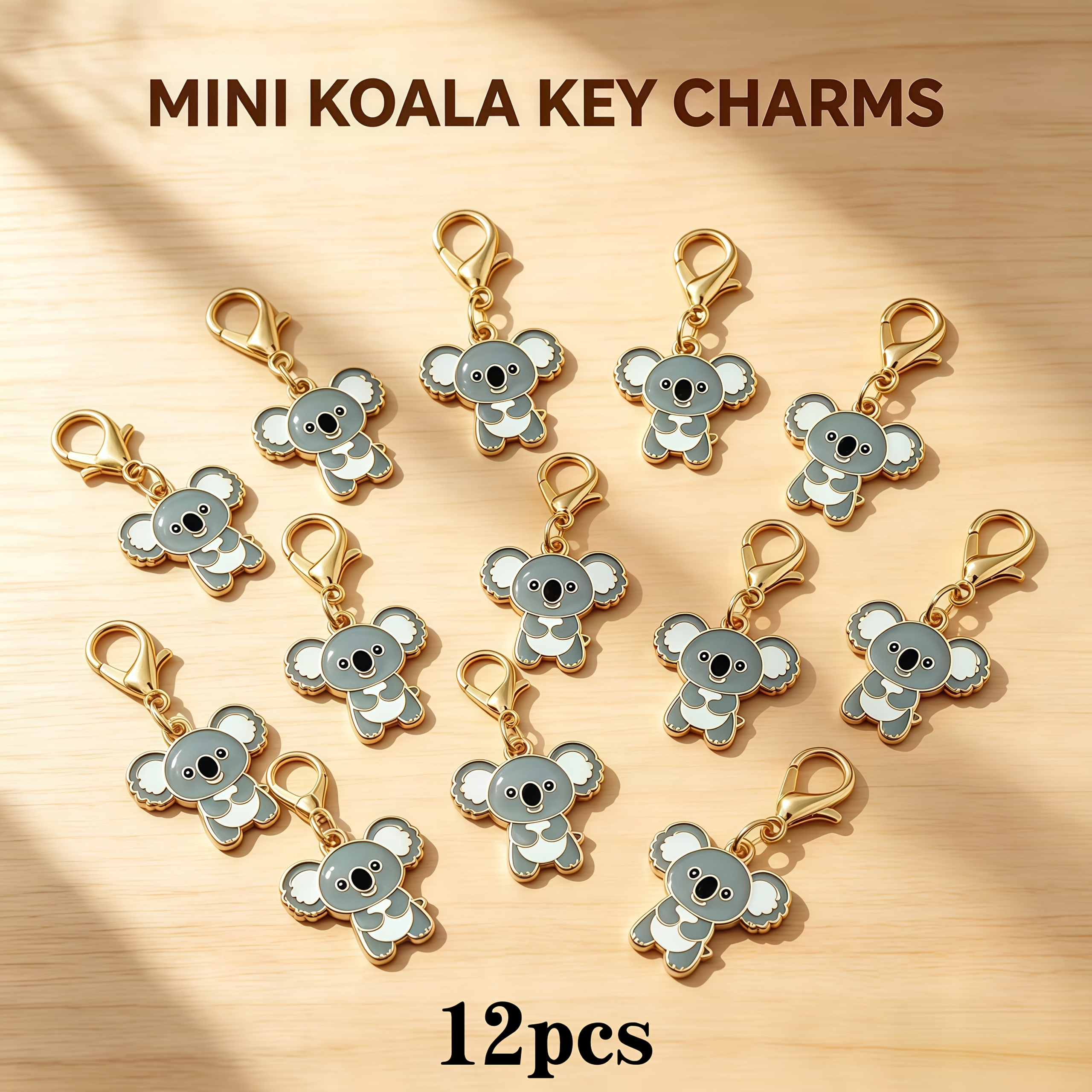TEMU 12pcs Easy Cute Koala Keychains, Suitable For Who Love Animals, 2d Flat Keychains; --hang On Backpacks Or Keys, Unique And Expressing Heart; For